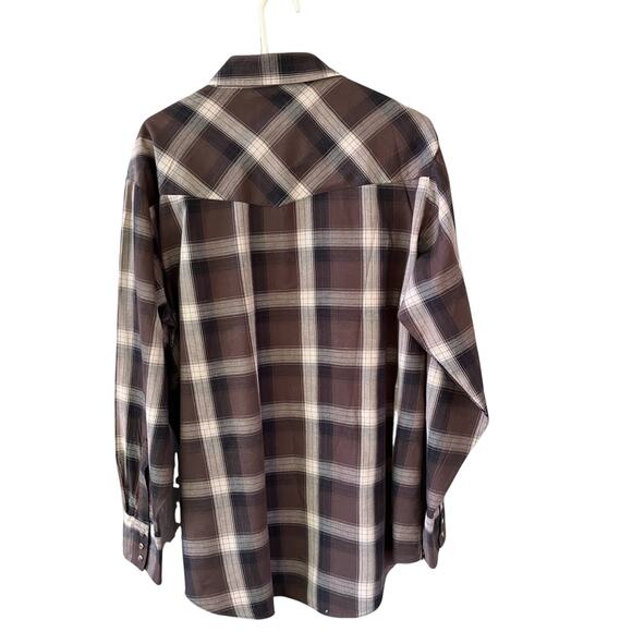 WESTERN ELY Cattlemen XL Brown Plaid Western Shirt VTG - Picture 3 of 15